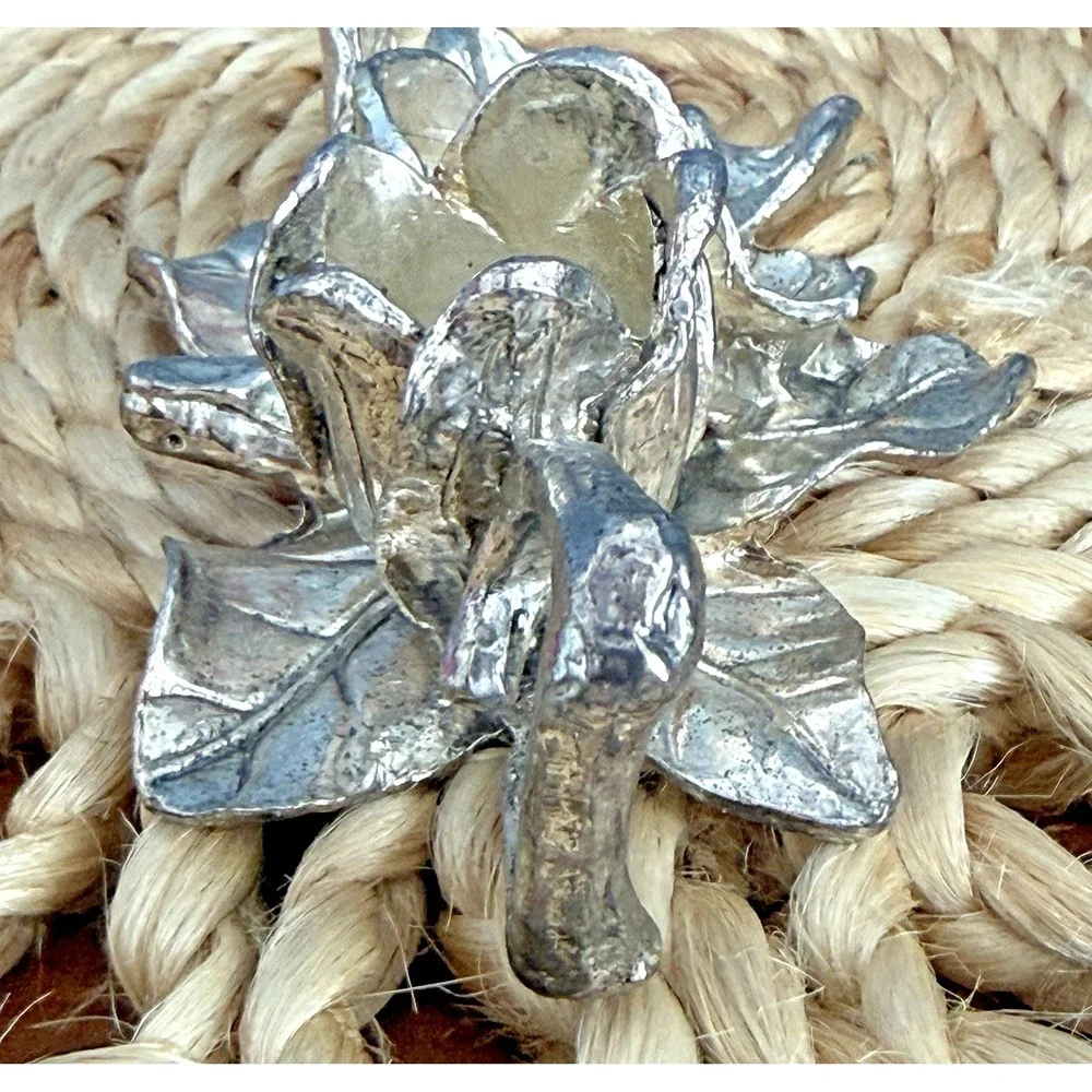 Arthur Court Magnolia Salt Pepper Holder Base 2001 Only Aluminum Floral Fairy